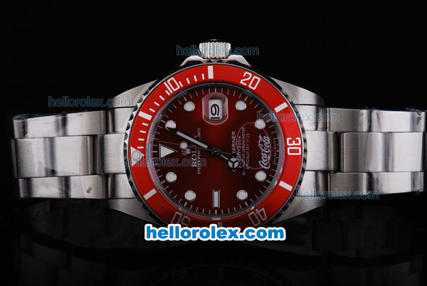 Rolex Submariner Oyster Perpetual Date Automatic with Red Bezel,Red Brown Dial and White Round Bead Marking-Small Calendar - Click Image to Close